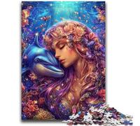Jigsaw Puzzles for Teenagers 1000 Pieces Dolphin And Girl Jigsaw,Decompressing Intellectual Educational Toy Birthday Gift (38x26cm)