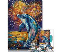 Jigsaw Puzzles for Teenagers 1000 Pieces Dolphin Oil Painting Teenager Jigsaw,Stress Reliever Difficult Challenge Secret Santa Gifts (size 75x50cm)