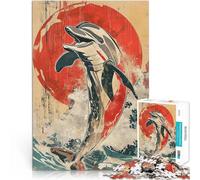 Jigsaw Puzzles for teenagers 1000 Pieces Dolphin Rising Sun Vintage Entspannungsspiele Geburtstagsgeschenk52x38cm