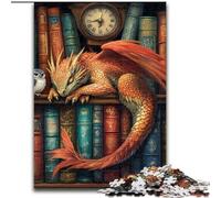 Jigsaw Puzzles for Teenagers 1000 Pieces Dragon on The Bookshelf, Family Entertainment Toys Is Ideal As Gifts for The Whole Family for 14+ (Size 26x38cm)