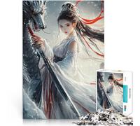 Jigsaw Puzzles for teenagers 1000 Pieces Dragon & Sword Maiden Lernspiele Tolles Geschenk für Spiele38x26cm