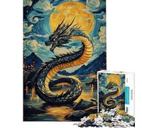 Jigsaw Puzzles for Teenagers 1000 Pieces Dragon Under Full Moon Jigsaw for Adults Hands-on Game Analysis And Logic Birthday And Unique Gifts (Size 38x52cm)