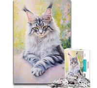 Jigsaw Puzzles for Teenagers 1000 Pieces Dreamy Maine Coon Teenager Puzzles,Educational Family Game Suitable for Desktop Decoration 26x38cm
