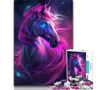 Jigsaw Puzzles for Teenagers 1000 Pieces Dreamy Purple Horse Teenager Puzzles,Educational Family Game Suitable for Desktop Decoration 26x38cm