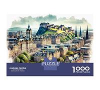 Jigsaw Puzzles for Teenagers 1000 Pieces Edinburgh Castle Panorama Puzzle for Adults Toy Wall Decor Difficult Challenge for Is Ideal As A Gift 38x26cm/1000pcs