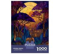 Jigsaw Puzzles for Teenagers 1000 Pieces Elephant And Castle Stained Glass Art Puzzle for Adults Relaxing Games Home Decoration for Is Ideal As A Gift 52x38cm/1000pcs