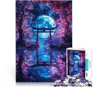 Jigsaw Puzzles for teenagers 1000 Pieces Enchanted Moonlit Torii Für Familienspaß mit passendem Poster und Quizblatt75x50cm