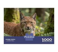 Jigsaw Puzzles for Teenagers 1000 Pieces Eurasian Lynx Portrait in Forest Jigsaw Hands-on Game For Family Fun Unique Gifts for Birthday And Christmas 38x26cm/1000pcs