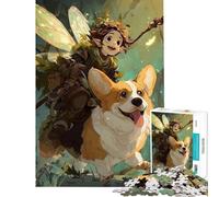 Jigsaw Puzzles for Teenagers 1000 Pieces Fairy Riding A Corgi through Forest Difficult And Challenge Stress Reliever Brain Teaser Game for And from 14 Years And over (38x52cm)