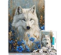 Jigsaw Puzzles for Teenagers 1000 Pieces Fantasy Animal White Wolf 1000 Pieces for Adults,Toys Educational Games Stress Relieving Unique Birthday And Gifts (size 38x26cm)