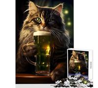 Jigsaw Puzzles for Teenagers 1000 Pieces Fantasy Cat Beer Lover Adult Jigsaw Puzzles Precision Cutting Help The Brain Exercise Great Gifts for Gaming (38x52cm)