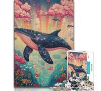 Jigsaw Puzzles for Teenagers 1000 Pieces Fantasy Whale Adult Puzzles,family Fun Games Is Ideal As A Gift for The Whole Family 26x38cm