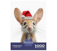 Jigsaw Puzzles for Teenagers 1000 Pieces Festive Gobi Jerboa with Santa Hat Jigsaw for Adults Relaxing Games Home Decoration Unique Gifts for Birthday And Christmas 52x38cm/1000pcs