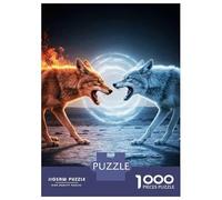Jigsaw Puzzles for Teenagers 1000 Pieces Fire And Ice Wolves Confrontation Jigsaw Hands-on Game For Family Fun Unique Gifts for Birthday And Christmas 52x38cm/1000pcs