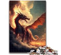 Jigsaw Puzzles for Teenagers 1000 Pieces Fire Dragon in Heaven 1000 Pieces for Adults,Family Educational Games Home Decoration Gift (50x75cm)
