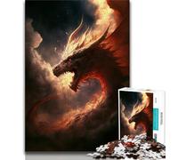 Jigsaw Puzzles for Teenagers 1000 Pieces Fire Dragon in Heaven Teenager Puzzles,Unique Birthday And Gifts for Age 14 Years Up (size 38x26cm)