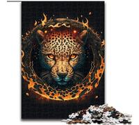 Jigsaw Puzzles for Teenagers 1000 Pieces Fire Leopard Head, for Ages 14 And over Each Piece Is Unique - Fun And Challenging Game for The Whole Family Good Gift (Size 50x75cm)