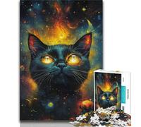 Jigsaw Puzzles for Teenagers 1000 Pieces Flame Black Cat Teenager Jigsaw,Stress Reliever Difficult Challenge Secret Santa Gifts (size 38x26cm)