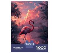Jigsaw Puzzles for Teenagers 1000 Pieces Flamingo Sunset Palm Trees Jigsaws for Adults Relaxing Games Analysis And Logic Difficult And Challenge 38x26cm/1000pcs
