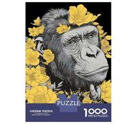 Jigsaw Puzzles for Teenagers 1000 Pieces Floral Gorilla Portrait Puzzle for Adults Fun Games A Work of Art Parent-child Interaction 52x38cm/1000pcs