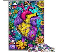 Jigsaw Puzzles for Teenagers 1000 Pieces Floral Heart, Train Your Brain And Hands Unique Birthday And Gifts for Age 14+ (Size 26x38cm)