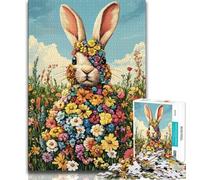 Jigsaw Puzzles for Teenagers 1000 Pieces Flower Bunny Adult Puzzles,family Fun Games Is Ideal As A Gift for The Whole Family 26x38cm