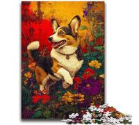 Jigsaw Puzzles for Teenagers 1000 Pieces Flower Corgi for Age 14 Years And over Beautiful Design GameBeautiful Design Game Great Gift 26x38cm