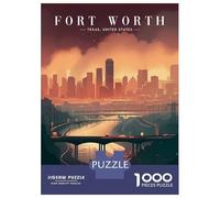 Jigsaw Puzzles for Teenagers 1000 Pieces Fort Worth Urban Panorama Puzzles for Adults Relax Games Presents for Women Unique Gifts for Birthday And Christmas 70x50cm/1000pcs