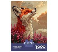 Jigsaw Puzzles for Teenagers 1000 Pieces Fox in A Field of Flowers Puzzle for Adults Fun Games A Work of Art Parent-child Interaction 38x26cm/1000pcs