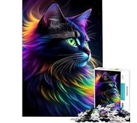 Jigsaw Puzzles for Teenagers 1000 Pieces Furry Cat Portrait for Educational Game Challenge Toy Relax Games For Family Fun Birthday Gifts (Size 38x26cm)