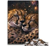 Jigsaw Puzzles for Teenagers 1000 Pieces Galaxy Cheetah Adult Puzzles,family Fun Games Is Ideal As A Gift for The Whole Family (26x38cm)