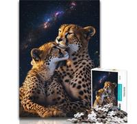 Jigsaw Puzzles for Teenagers 1000 Pieces Galaxy Cheetah,Help The Brain Exercise Addictive Toys to Cultivate Patience Perfect Decoration 50x75cm
