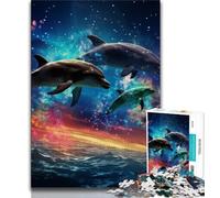 Jigsaw Puzzles for Teenagers 1000 Pieces Galaxy Dolphin Adult Puzzles,Fun Games Wall Decoration Unique Birthday And Xmas Gifts 38x26cm
