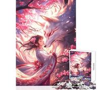 Jigsaw Puzzles for Teenagers 1000 Pieces Geisha Fox Kitsune Japan Hands-on Game Difficult Hard Anti-Stress Toys Improving Love between Couples (38X52CM)