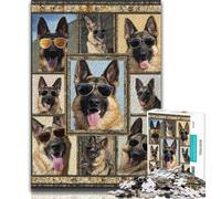 Jigsaw Puzzles for Teenagers 1000 Pieces German Shepherd Collage,Help The Brain Exercise Addictive Toys to Cultivate Patience Perfect Decoration 38x52cm