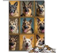 Jigsaw Puzzles for Teenagers 1000 Pieces German Shepherd Collage, Learning Educational Toys Family Games Unique Birthday And Gifts (Size 26x38cm)