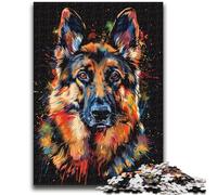 Jigsaw Puzzles for Teenagers 1000 Pieces German Shepherd DJ Neon 1000 Pieces for Adults,Family Educational Games Home Decoration Gift (50x75cm)