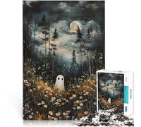 Jigsaw Puzzles for teenagers 1000 Pieces Ghost in the Moonlight Forest Familienspaß mit passendem Poster und Quizblatt38x26cm