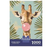 Jigsaw Puzzles for Teenagers 1000 Pieces Giraffe Blowing Bubble Gum Jigsaw Hands-on Game For Family Fun Unique Gifts for Birthday And Christmas 52x38cm/1000pcs