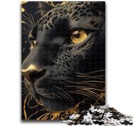 Jigsaw Puzzles for Teenagers 1000 Pieces Golden Black Panther Adult Jigsaw,Educational Games Wall Decoration Unique Birthday And Xmas Gifts (38x26cm)