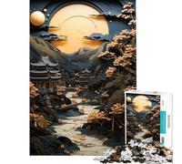 Jigsaw Puzzles for Teenagers 1000 Pieces Golden Japanese Eclipse Challenging To Complete Birthday Present Home Decoration Toys for And 14 Years And over (50x75cm)