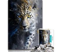 Jigsaw Puzzles for Teenagers 1000 Pieces Golden Leopard,Stress Reliever Staycation Kill Time Wishlist with Santa Claus (38x26cm)