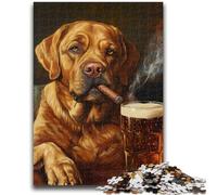Jigsaw Puzzles for Teenagers 1000 Pieces Golden Retriever Smoking 1000 Pieces for Adults,Family Educational Games Home Decoration Gift (50x75cm)