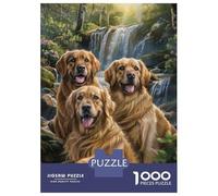 Jigsaw Puzzles for Teenagers 1000 Pieces Golden Retriever Waterfall Painting Jigsaws for Adults Relaxing Games Analysis And Logic Difficult And Challenge 52x38cm/1000pcs