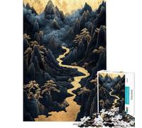 Jigsaw Puzzles for Teenagers 1000 Pieces Golden River Through Mountains Jigsaw for Adults Hands-on Game Analysis And Logic Birthday And Unique Gifts (Size 50x75cm)