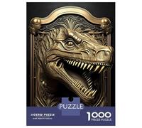 Jigsaw Puzzles for Teenagers 1000 Pieces Golden T Rex Dinosaur Art Puzzle for Adults Fun Games A Work of Art Parent-child Interaction 52x38cm/1000pcs