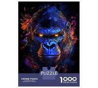 Jigsaw Puzzles for Teenagers 1000 Pieces Gorilla Portrait with Neon Colors Jigsaws for Adults Relaxing Games Analysis And Logic Difficult And Challenge 52x38cm/1000pcs
