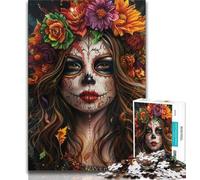 Jigsaw Puzzles for Teenagers 1000 Pieces Gothic Rose Skull Butterfly,Toys Educational Games Stress Relieving Parent-child Interaction (38x26cm)