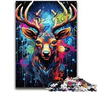 Jigsaw Puzzles for Teenagers 1000 Pieces Graffiti Deer Adult Jigsaw,Educational Games Wall Decoration Unique Birthday And Xmas Gifts (38x26cm)
