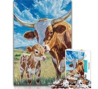 Jigsaw Puzzles for Teenagers 1000 Pieces Grassland Cattle 1000 Pieces for Adults,Family Educational Games Home Decoration Gift 75x50cm